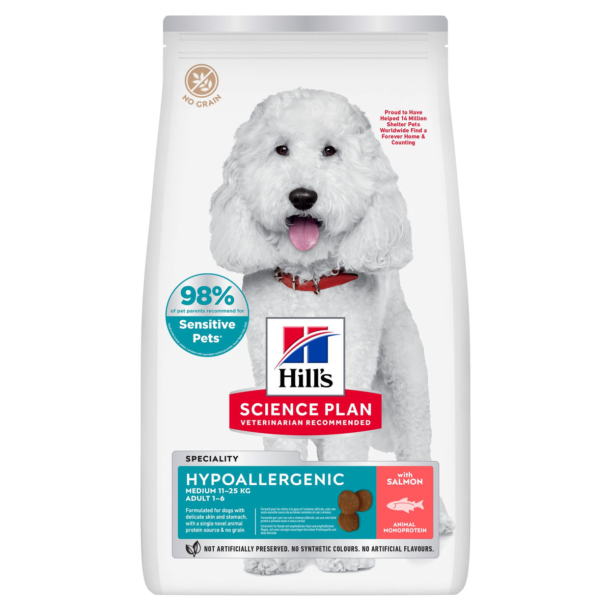 Hypoallergenic Medium Adult foder med lax för vuxna hundar Packshot
