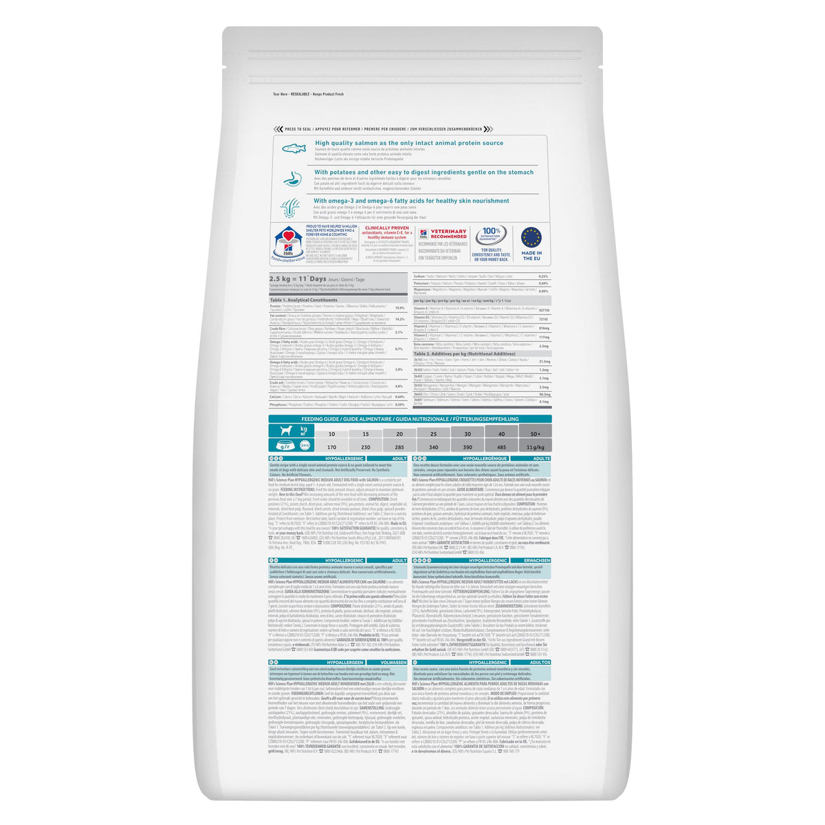 Hypoallergenic Medium Adult foder med lax för vuxna hundar Packshot