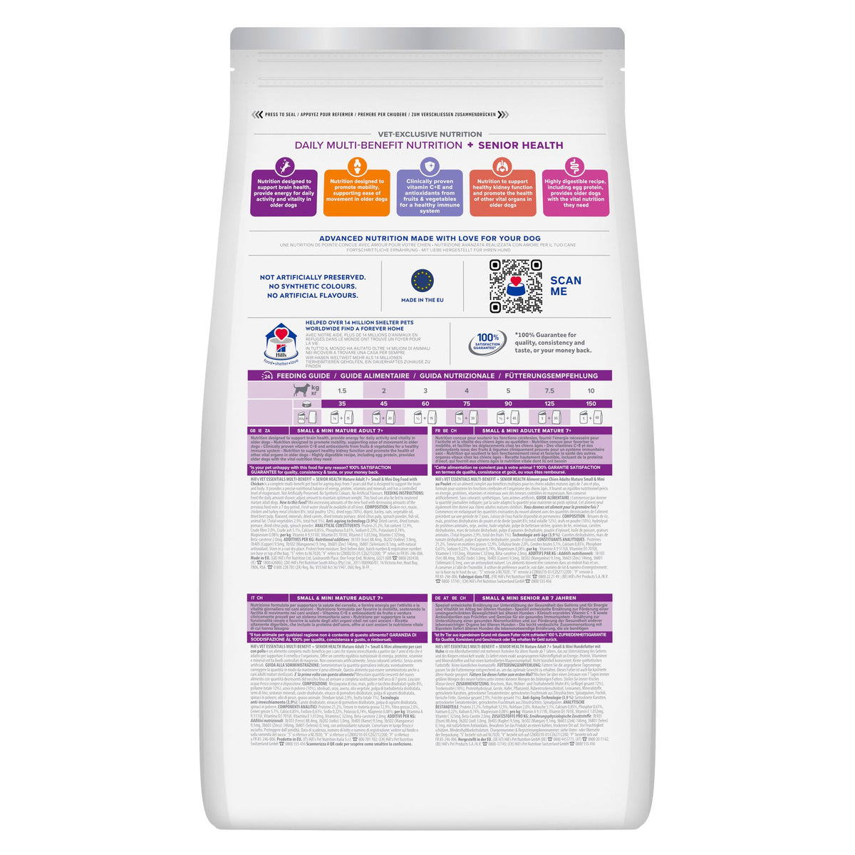 MULTI-BENEFIT + SENIOR HEALTH Mature Adult 7+ Small & Mini torrfoder för hundar Paketbild