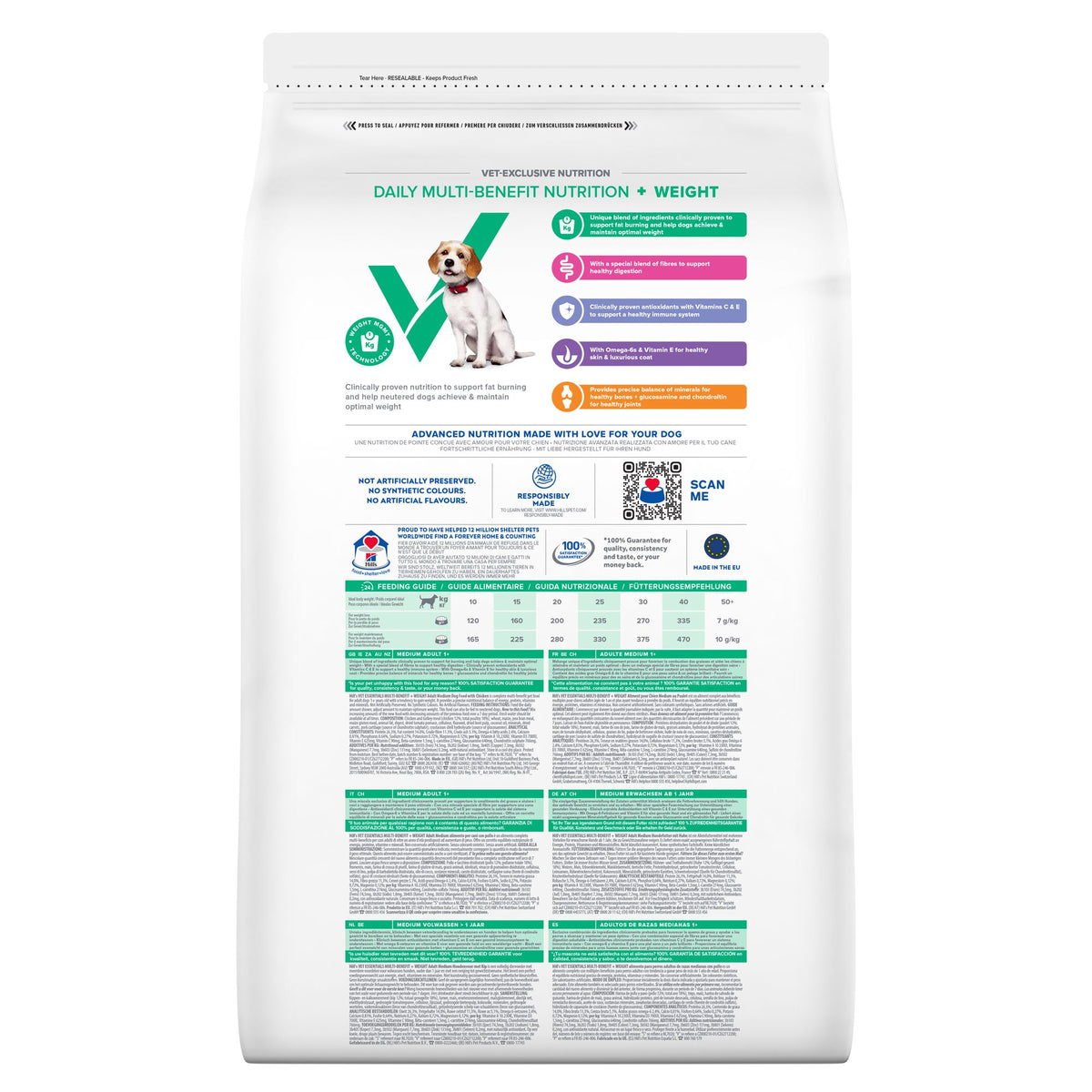 MULTI-BENEFIT + WEIGHT Adult 1+ Medium torrfoder för hundar Paketbild