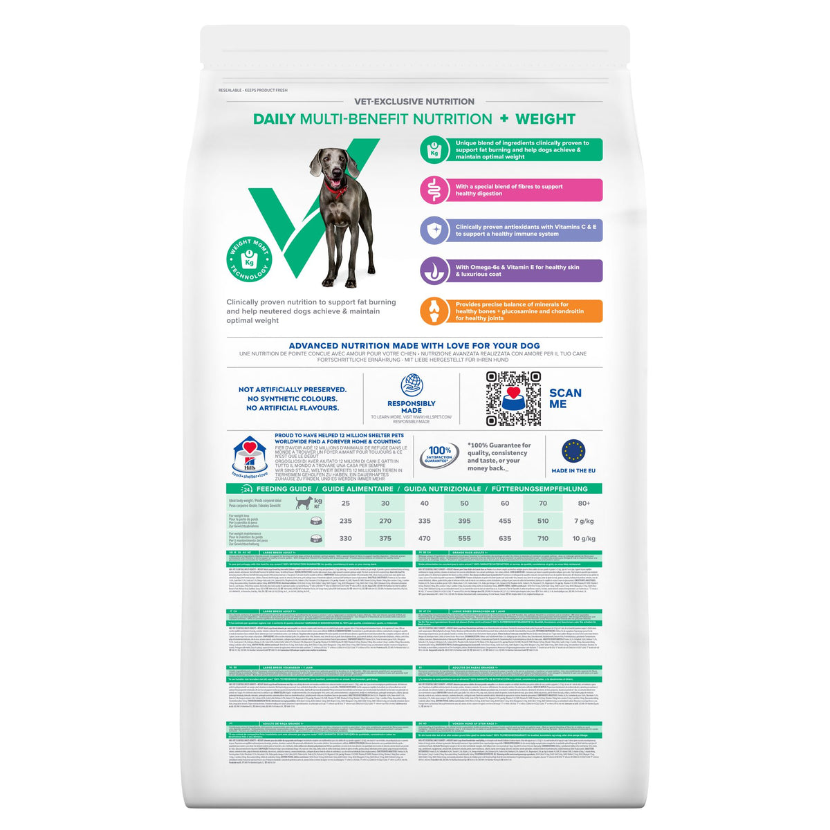 MULTI-BENEFIT + WEIGHT Adult 1+ Large Breed torrfoder för hundar Paketbild