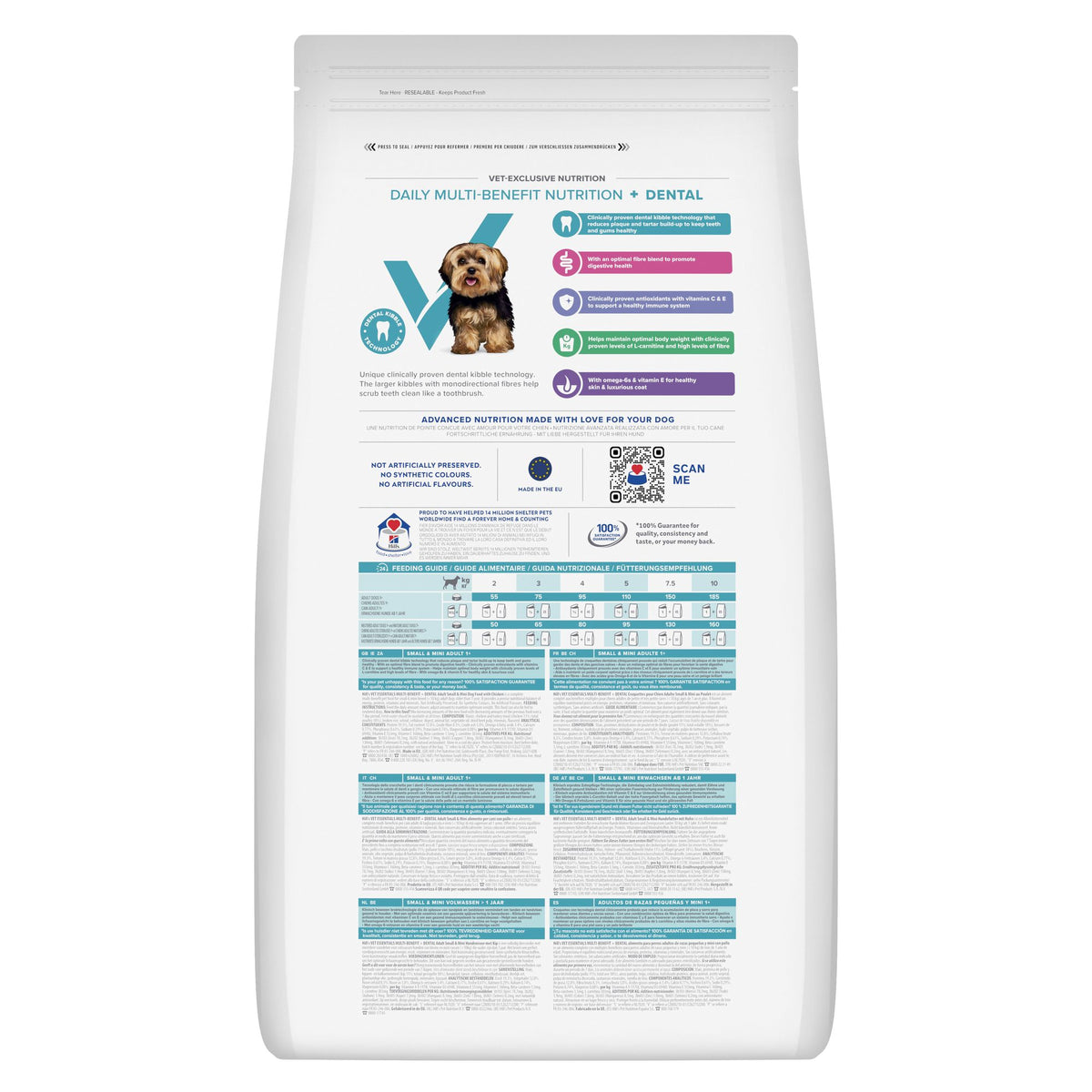 MULTI-BENEFIT + DENTAL Adult 1+ Small & Mini hundfoder Paketbild